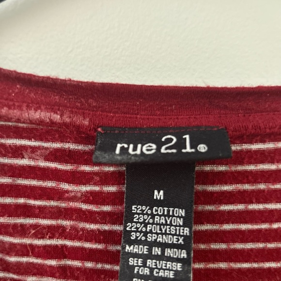 Medium maroon and white striped t-shirt. - Picture 2 of 3